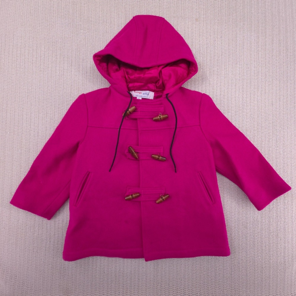 Saks Fifth Avenue Imp Coat Jacket Girls 3T Pink Toggle Button Hooded Wool?
